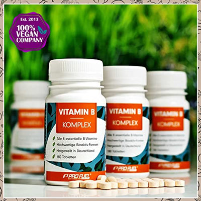 Vitamin B Komplex hochdosiert mit B12 - 180 Tabletten - alle 8 B-Vitamine (B1, B2, B3, B5, B6, B7, B9, B12) mit Aktivformen wie Quatrefolic®, Co-Faktoren Cholin & Myo-Inositol, laborgeprüft, vegan