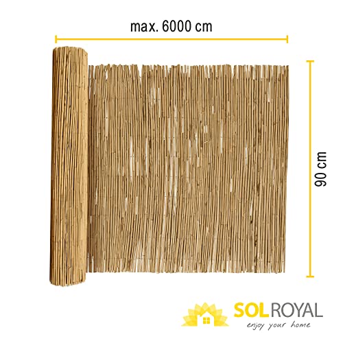 Sol Royal Schilf Sichtschutz Zaun 90x600 cm SolVision S36 - langlebiger & witterungsbeständiger 100% Schilfrohr Sicht Schutz Indoor & Outdoor für Balkon, Terrasse, Garten - Windschutz & Sonnenschutz