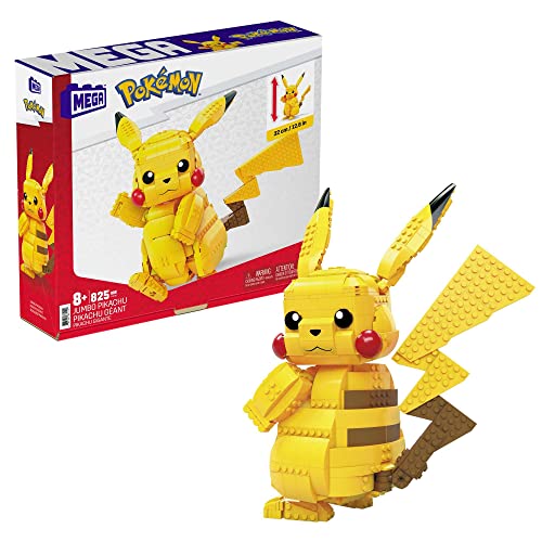 MEGA Construx FVK81 - Pokemon Jumbo Pikachu 30 cm Bauset mit 825 Bausteinen, Spielzeug ab 8 Jahren