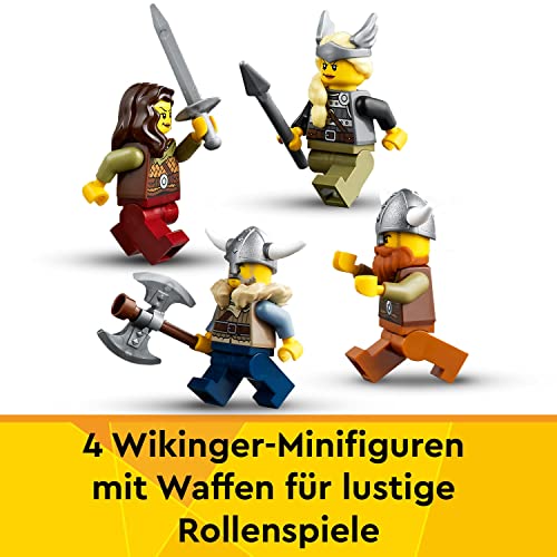 LEGO 31132 Creator 3in1 Wikingerschiff mit Midgardschlange, Set mit Schiff, Haus, Spielzeug-Wolf und Tier-Figuren, Geschenk zu Weihnachten für Kinder