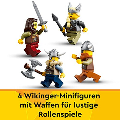 LEGO 31132 Creator 3in1 Wikingerschiff mit Midgardschlange, Set mit Schiff, Haus, Spielzeug-Wolf und Tier-Figuren, Geschenk zu Weihnachten für Kinder