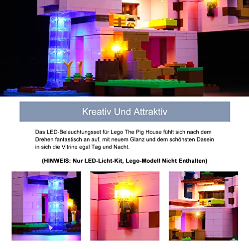 Led Licht Set für Lego 21170 Minecraft Das Schweinehaus Bauset (Nur DIY-Beleuchtungsset, kein Lego, BrickBling Dekorations Beleuchtungs Set für Minecraft Lego Kreatives Spielzeuglicht