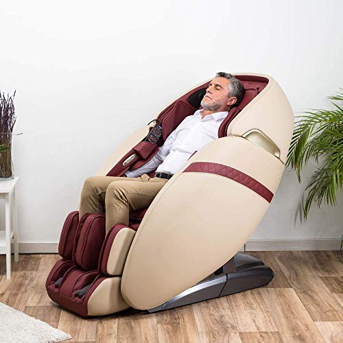 SAMADHI® 2D+ Massagesessel - Rot (neues Modell 2022) -"Zero" Schwerkraft und"Zero" Weltraumtechnologie - 6 professionelle Massage-Modi - Sauerstoff-Ionen-Generator - Bluetooth 3D-Sound - USB