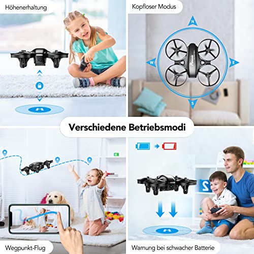 Potensic Mini Drohne für Kinder mit Kamera 3 Akkus RC Quadrocopter Drohne FPV Live Übertragung Ferngesteuerte Drohne Spielzeug Drohne für Einsteiger Auswechselbarer Akku Höhe Halten Schwerkraft