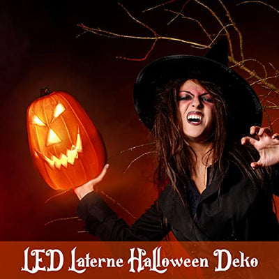 Halloween Deko Kürbis LED, 2-er Set Kürbis Deko, Kürbisse Teelichthalter Windlichter mit Warmweiß Licht, Baterriebetrieben Laterne Halloween Deko Windlicht Herbstdeko für Garten Terrasse Front Tür