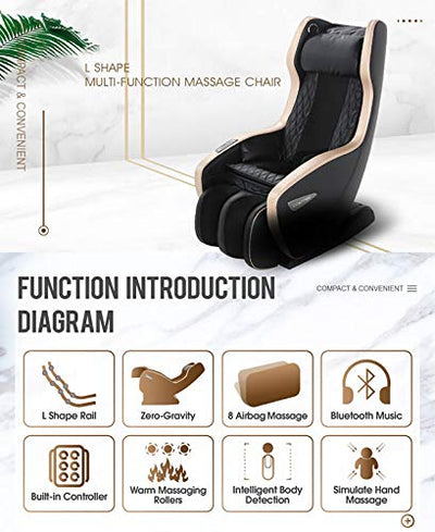 Lzour Ganzkörper-elektrischer Null-Gravity Shiatsu-Massagestuhl mit intelligenter Körpererkennung, Bluetooth-Heizung und Bluetooth-Musik für Zuhause und Büro,Orange