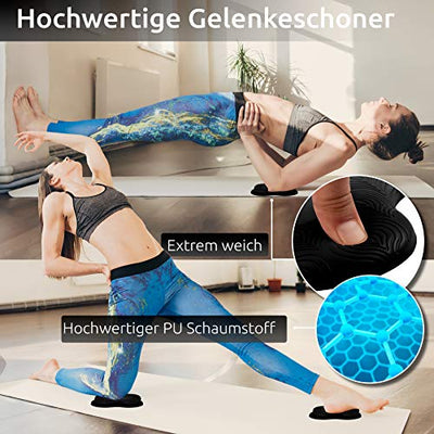 Yoga-Knie-Pad 2er Pack Kniekissen mit Transportbeutel+Trainingsanleitung PDF Maximale Entlastung und Unterstützung der Knie Handgelenke und Ellbogen Knieschoner 20 x 20 cm Fitness Pilates SCHWARZ