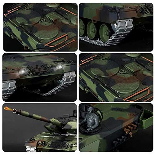 OUUED Hardcover Version 1.16 Große deutsche Leopard Tank Fernbedienung 2.4G Militär Kampf PS-starken Crawlers Chariot Batterie Off-Road-Simulation Jungen Teen Ostern Weihnachtsgeschenke