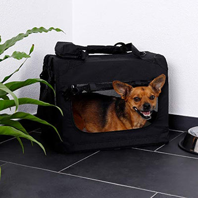 lionto Hundetransportbox Hundetasche Hundebox Faltbare Kleintiertasche Größe L Farbe Schwarz