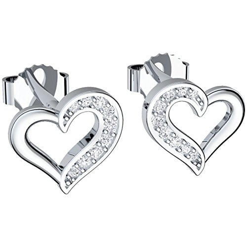 Herz Ohrringe Silber 925 Ohr-Stecker Damen Geschenke für Sie Freundin Liebe Schmuck Herz-Ohrringe Geschenk Frauen Echt Zirkonia nickelfrei Modeschmuck kein Edelstahl! FF19-3