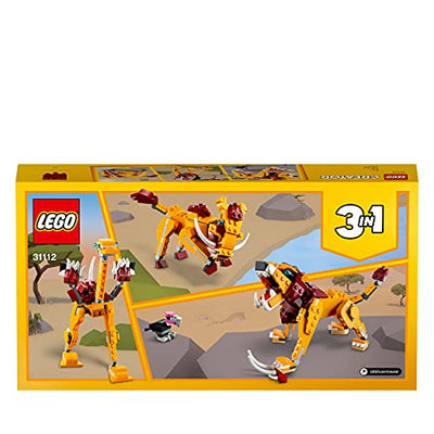 LEGO 31112 Creator 3-in-1 Wilder Löwe Set mit Vogel, Strauß und Warzenschwein Tierfiguren, Lernspielzeug, Konstruktionsspielzeug für Kinder ab 7 Jahre