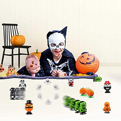 FunsLane Halloween Kürbis Ghost Skull Wind Up Spielzeug, lustige Springen Spielzeug für Halloween Parteibevorzugung Goody Bag Füller (12 Pack)