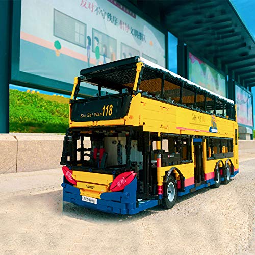 PEXL Technik Bus Ferngesteuert, Technik RC Doppeldecker-Bus Modell mit Fernbedienung und Motoren, 4255 Teile Technik Bus Bauset Kompatibel mit Lego Technic