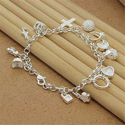 Armband 925 Sterling Silber Armband Mit Mehreren Anhängern Zirkon Armbänder Für Damen Party Charm Schmuck Geschenk