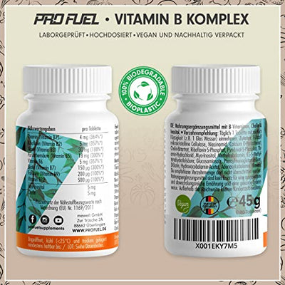 Vitamin B Komplex hochdosiert mit B12 - 180 Tabletten - alle 8 B-Vitamine (B1, B2, B3, B5, B6, B7, B9, B12) mit Aktivformen wie Quatrefolic®, Co-Faktoren Cholin & Myo-Inositol, laborgeprüft, vegan