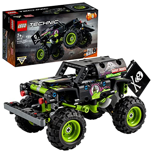 LEGO 42118 Technic Monster Jam Grave Digger Truck - Gelände-Buggy 2-in-1 Set, Spielzeugauto mit Rückziehmotor für Jungen und Mädchen ab 7 Jahren