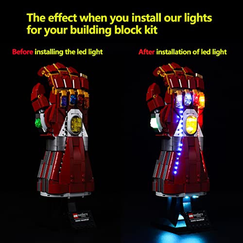 Kyglaring LED Beleuchtung Kit Entwickelt für LEGO Nano Gauntlet 76223 (kein Modell) und Lichter Set Kompatibel mit Replica Iron Man Gauntlet Modellbauset - Ohne Lego Set (RC Sound Version)