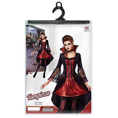 Widmann - Kostüm Vampirin, Kleid und Halskette, Blutsauger, Halloween, Mottoparty, Karneval