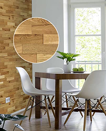 wodewa Wandverkleidung Holz 3D Optik Eiche Rustikal 1m² Wandpaneele Moderne Wanddekoration Holzverkleidung Holzwand Wohnzimmer Küche Schlafzimmer Geölt