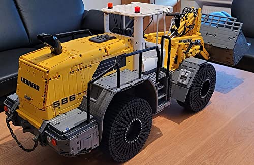 MERK Technik Liebherr L586 Radlader mit 16 Motoren und Fernbedienung, 12135 Teile Exklusives MOC Set für Erwachsene, Kompatibel mit Lego Technic, Mit Motorensatz, 105 x 32 x 41cm