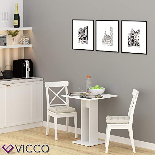 VICCO Esstisch EWERT Küchentisch Esszimmer Tisch Säulentisch weiß 65x65 cm (Weiß)