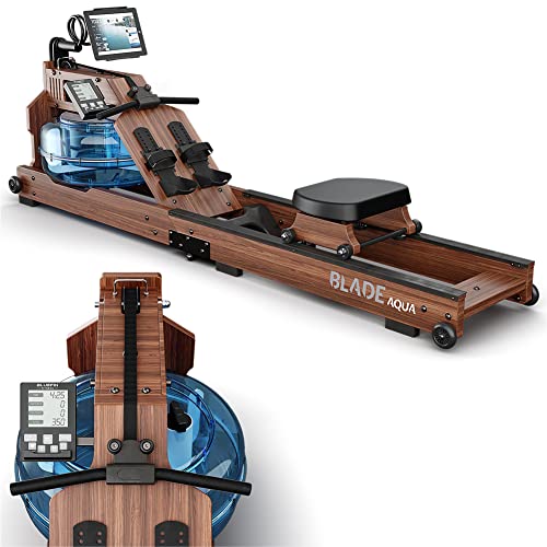 Bluefin Fitness Blade Aqua W-1 Wasserrudergerät aus Holz | 100% nachhaltiges amerikanisches Eschenholz Klappbare Heimfitnessgeräte | LCD-Konsole + Herzfrequenzmonitor | Kinomap App-Integration