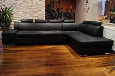 Quattro Meble Echtleder Ecksofa London PIK 6z 300 x 200 Sofa Couch mit Schlaffunktion, Bettkasten und Kopfstützen Echt Leder Eck Couch große Farbauswahl