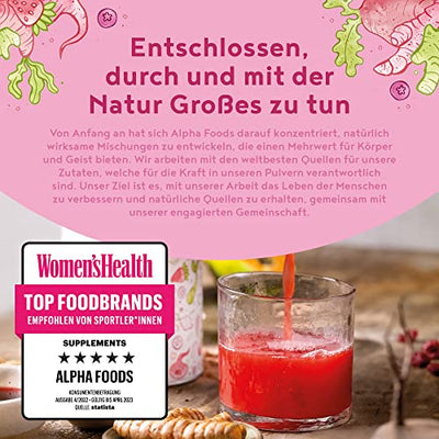 Rote Kraft - Smoothie Pulver - Mit Wurzeln & Beeren u.a. Maca, Kurkuma, Guarana, Yerba Mate, Himbeeren, Açai, Goji Beeren - 600 Gramm