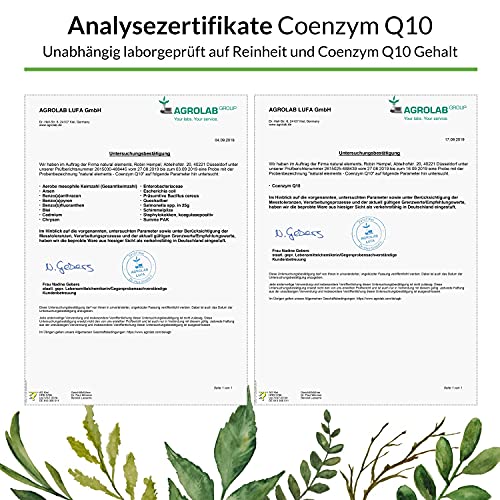 Coenzym Q10-200mg pro Kapsel - 120 vegane Kapseln - Hochwertiges Q10 aus pflanzlicher Fermentation - Laborgeprüft, hochdosiert, vegan