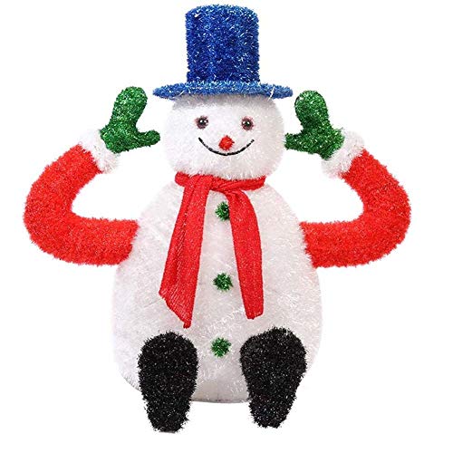 WANGIRL Lit Roter Schal Blauer Hut Sitzung LED Beleuchtet Schneemann Weihnachten Deko Figur Warm Bunte Lichter Eisen Rahmen Woollen Innen Außen,100cm Draussen