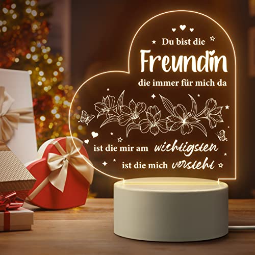 Geschenke für Freundin, Personalisierte Herzförmig Nachtlicht Beste Freundin Geschenke, Geschenk Freundin Geburtstag, Geburtstagsgeschenk für Freundin, Weihnachtsgeschenke für Freundin