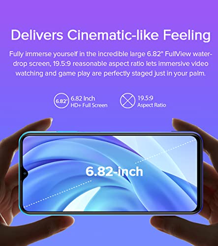 Ulefone Note 12P Smartphone ohne Vertrag, 7700mAh Massiver Akku DUAL-SIM-4G Handy, 6,82'' HD+, 4GB + 64GB, 3-Karten Slot Design, Android 11, 13MP Triple Kamera, Gesichts Entsperrung GPS Blau