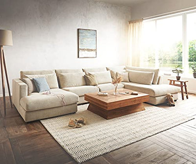 DELIFE Sofa Isla Chenille Beige 430 x 225 cm Ottomane rechts Wohnlandschaft