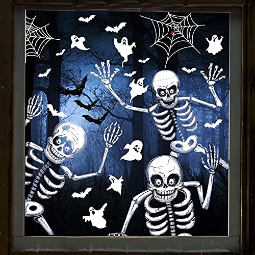 Svanco Halloween Aufkleber Halloween Fensterdekorationen DIY Wandaufkleber Abnehmbare Wandaufkleber Doppelseitige Elektrostatische Halloween Totenkopf Aufkleber