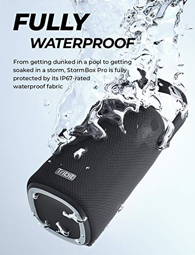 Bluetooth Lautsprecher Tribit StormBox Pro,Tragbarer Lautsprecher mit HiFi 360° Soundqualität,3 Treibern mit 2 Passiven Strahlern,24 Stunden Akkulaufzeit,IP67 Wasserdicht