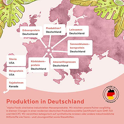 Vegan Protein - VANILLE KIPFERL - Pflanzliches Proteinpulver aus gesprossten Reis, Erbsen, Sojabohnen, Leinsamen, Amaranth, Sonnenblumen- und Kürbiskernen - 600g Pulver