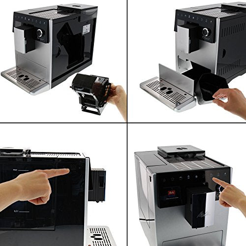 Melitta CI Touch F630-101 Kaffeevollautomat mit Milchbehälter | Flüsterleises Mahlwerk | One Touch Funktion | 10 Kaffeevariationen | TFT-Farbdisplay | Silber