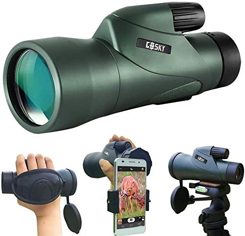 Gosky 12x55 High Definition Monokular Teleskop und schneller Smartphone-Halter - Neuestes wasserdichtes Monokular -BAK4 Prisma für Wildtiere Vogelbeobachtung Jagd Camping Reisen Wildtiergeheimnis