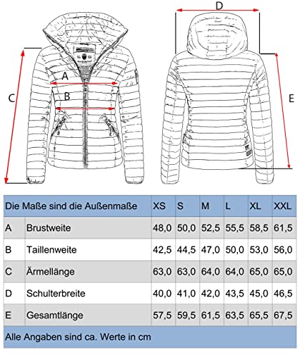 MARIKOO Damen Übergangsjacke Steppjacke mit abnembarer Kapuze Löwenbaby Rot Gr. S