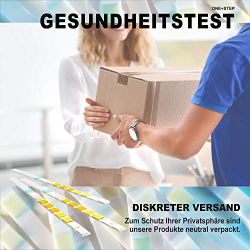 One+Step Gesundheitstest für 10 Werte 15 Stück mit Referenzfarbkarte - Urin Testreifen für Keton pH Glukose Protein und weitere Werte