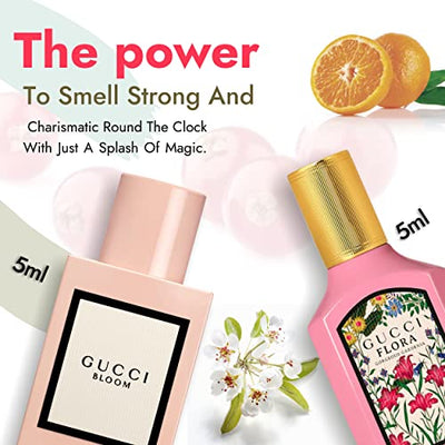 Gucci Parfums für Frauen - 4 Stück Damenduft Geschenkset für Frauen - 2x Gucci Bloom Parfüm für Frauen 4,5 g und 2x Gucci Flora Parfüm für Frauen 4,5 g