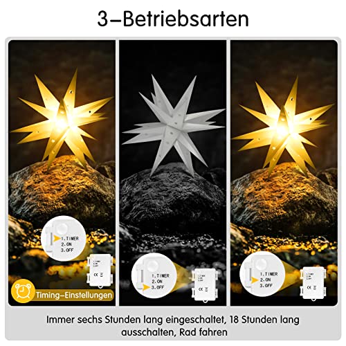 Weihnachtsstern 3D Leuchtstern, OUILA Φ45cm LED Beleuchtet Weihnachtsstern Batteriebetrieben mit Timer für Weihnachtsdeko Außen Innen Dekorative Leuchten Weihnachtsgeschenk Christbaumschmuck 3000K