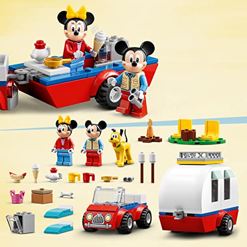 LEGO 10777 Disney Mickys und Minnies Campingausflug, Wohnmobil mit Disney Figuren: Minnie, Micky Maus und Pluto Hund, für Kinder ab 4 Jahre