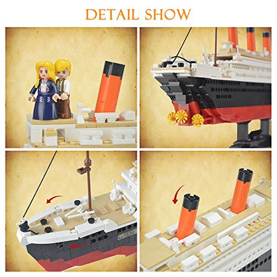 SuSenGo Lego Titanic Bausteine Schiff Spielzeug, Lego Titanic Modell für Kinder Erwachsene enthält 1021 Bausteine