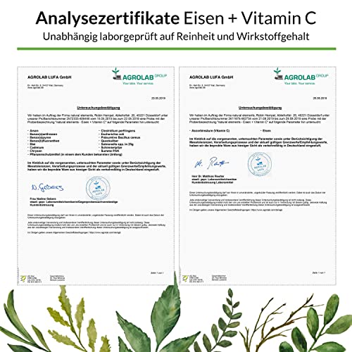 Eisen mit 40mg natürlichem Vitamin C - 240 Tabletten - Premiumrohstoff: Eisenbisglycinat (Eisen-Chelat) - Ohne Magnesiumstearat, vegan