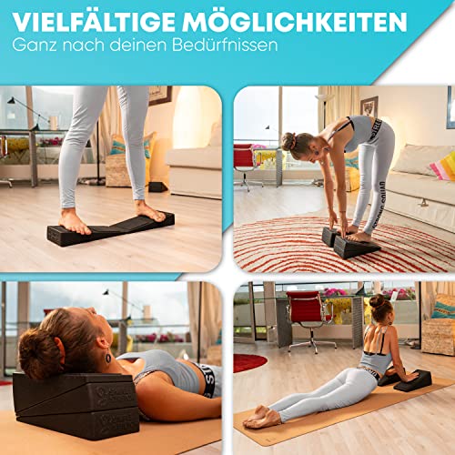 Simple Stretch Wadendehner 3er Set, rutschsicher Dank integrierter Gummipads, Mobilisationskeil zum Dehnen der Achillessehne und Faszien, Beinstrecker, Fußkeil, Kniekeil, Yoga Block, Wadenstrecker