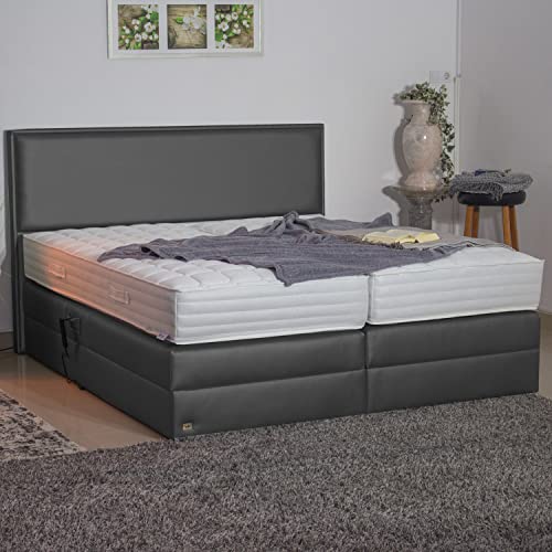 PAARA Boxspringbett Rom GM | 10.000 Newton Motorleistung | Antirutsch-Matten | Royal-WS® Taschenfederkern Matratze mit GELAX® Topper Kern | Made in Germany (240 x 220 cm)