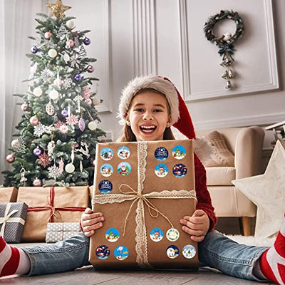 Weihnachts Aufkleber Rolle,1000 Stück Weihnachtsaufkleber Weihnachtsgeschenke Sticker Etiketten,für Umschlag,Papiertüten,Weihnachtskarten Rund Geschenk-Aufkleber