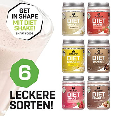 Bodylab24 Diet Shake Hazelnut Oats Flavouring 420g, Diät-Shake zum einfachen Abnehmen, Mahlzeitersatz mit wertvollen Ballaststoffen und Eiweiß, nur 250 kcal pro Portion