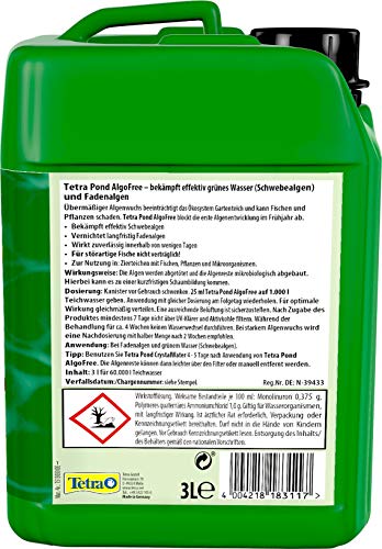 Tetra Pond AlgoFree Schwebealgen- und Fadenalgenvernichter, bekämpft langfristig grünes Wasser im Gartenteich, 3 L